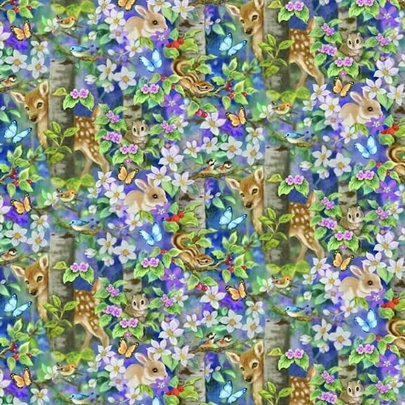 Studio E Fabrics Epic Owls Forest Animals Digital 100% Cotton Fabric sold by the yard