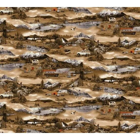 Studio E Fabrics 44" Cotton Parks Recreation Camping RV Mountain Scene Sewing & Craft Fabric Pre-cut