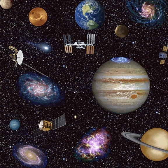 Studio E Fabrics Planetary Missions Outer Space Multicolor 100% Cotton Fabric by The Yard.