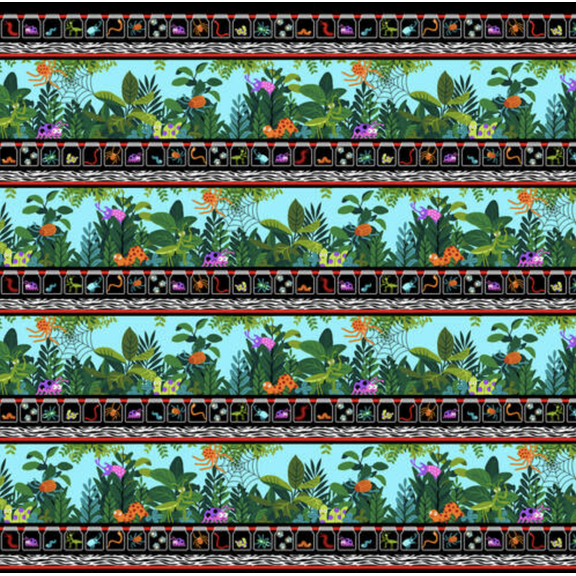 Studio E I'm Bugging Out Border Stripe Cotton Fabric By Yard