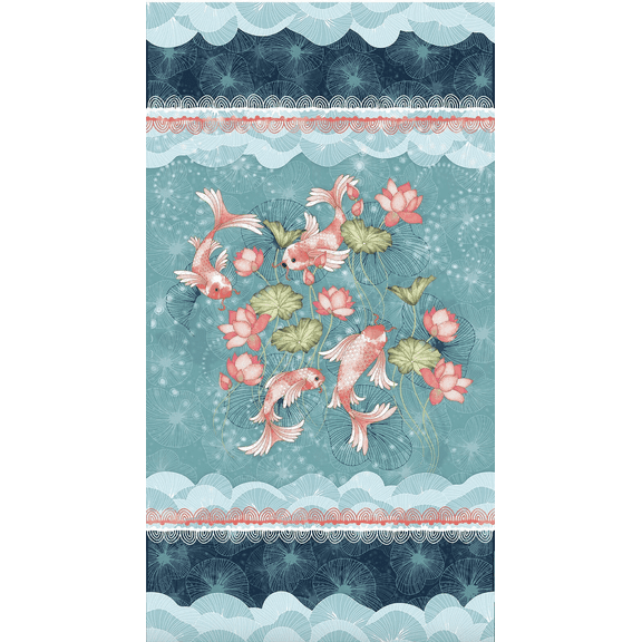 Studio E Koi Garden 24" Panel Multi Cotton Fabric By The Yard