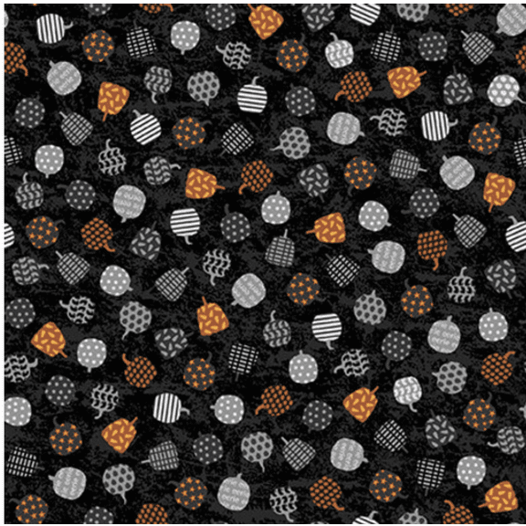 Cotton Midnight Magic Halloween Patterned Pumpkins Spooky on Black Studio E Fabrics Cotton Fabric Print by the Yard (6397-93)