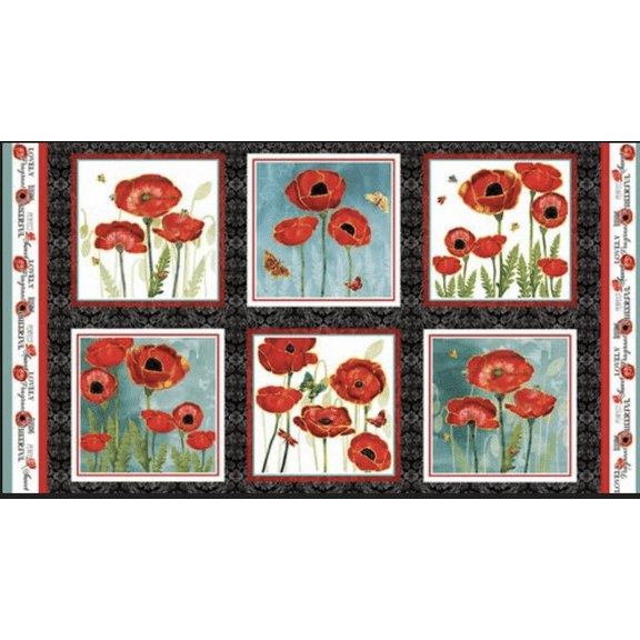 Studio E Poppy Days 24" Block Panel Cotton Fabric By The Panel
