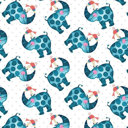 Studio E Silly Safari Rhino White Cotton Fabric By Yard
