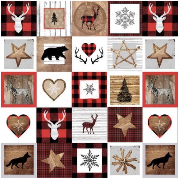 Studio E Warm Winter Wishes 6" Block Print Cotton Fabric By The Yard