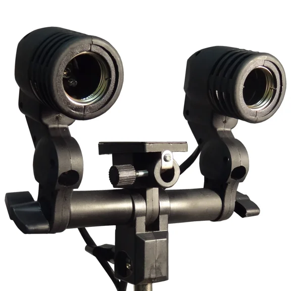 Studio Flash Light Lamp Bulb Twin/Double-Head Holder E27 Socket Umbrella Bracket
