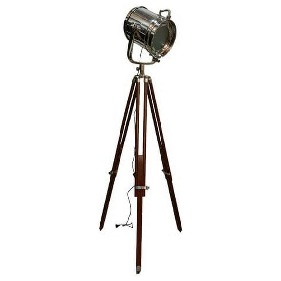 Studio Focus Wooden Tripod Studio Lamp Marine Flap Searchlight Chrome Nickel Retro Spotlight Focus Floor Lamp Home Decor