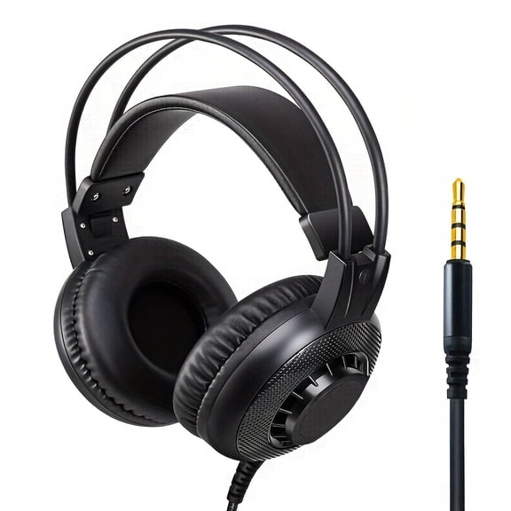 Studio Gaming Headset with Boom Mic - Over-Ear Wired Noise-Canceling Headphones, Hi-Res Audio for PC, PS4, Xbox, Skype, Zoom, Detachable Cable