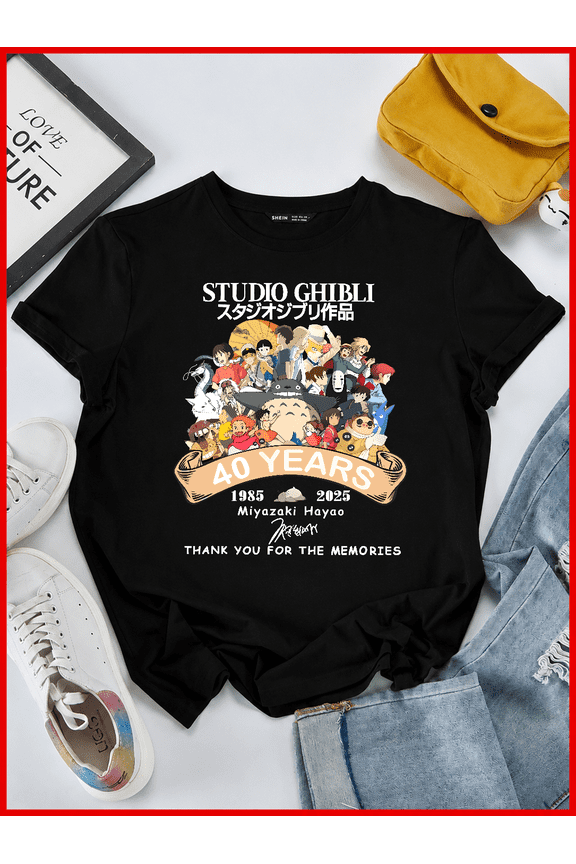 Studio Ghibli 40 Years 1985-2025 Totoro Miyazaki Animation Anniversary Unisex T-Shirt, S-5XL