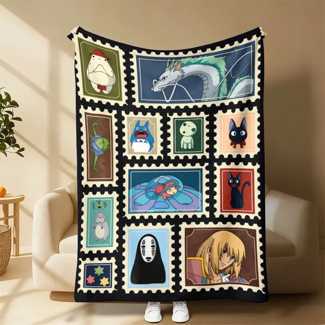 Studio Ghibli Animated Character Throw Blanket, Japanese Cartoon ...