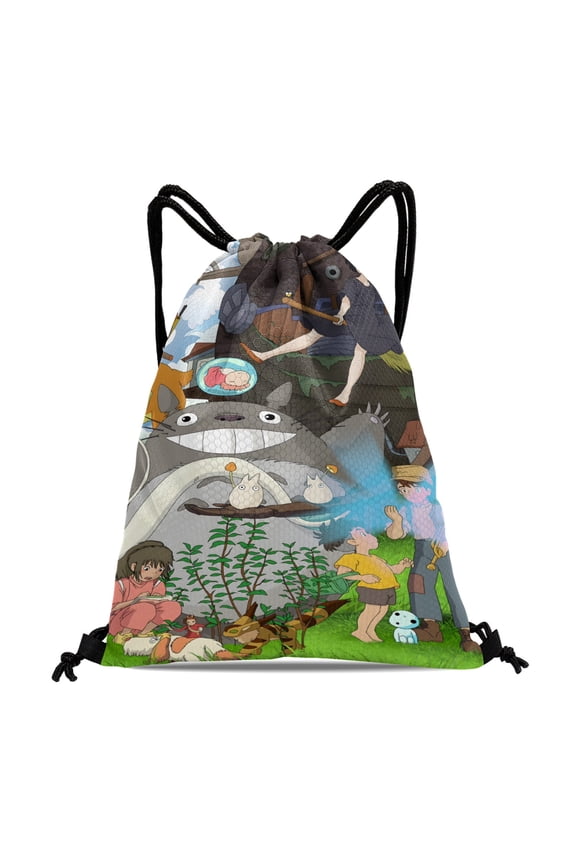 Studio of Ghibli Aqua-Dry Drawstring Bag:Suitable for fitness, hiking, yoga, swimming, travel, beach, and shopping, sized at 15.7*17.7 inches (40cm45cm.