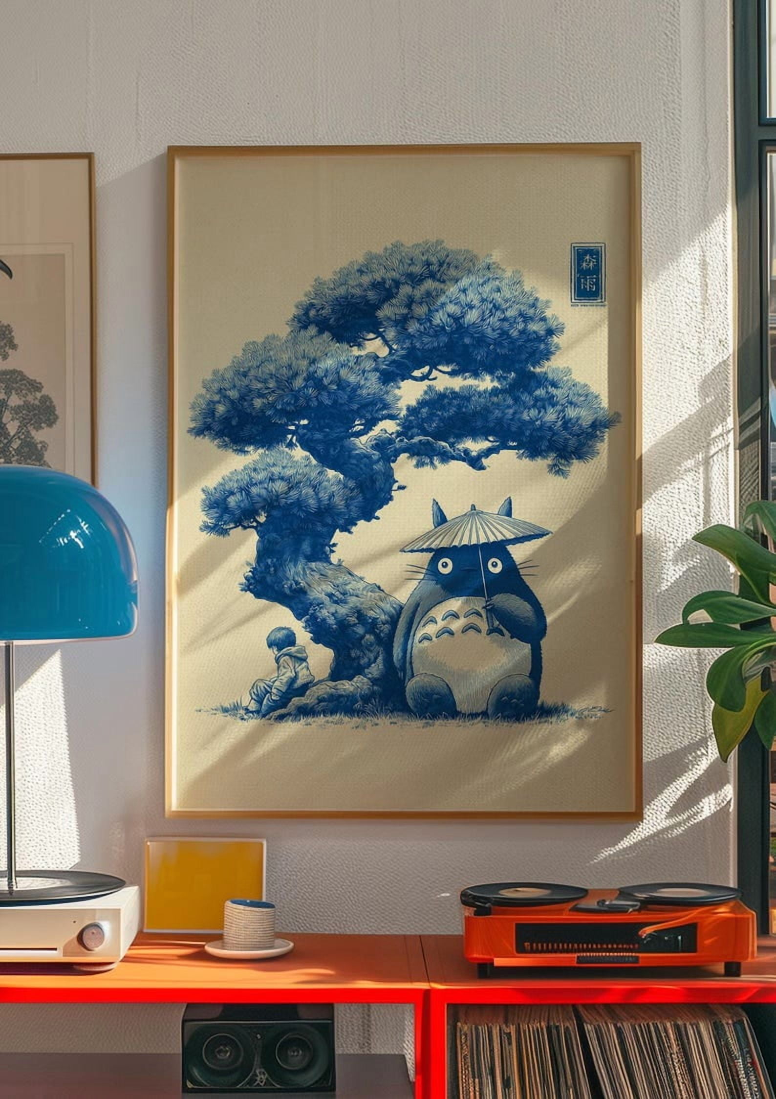 Studio Ghibli Art Print | Totoro Bonsai Tree canvas| Hayao Miyazaki