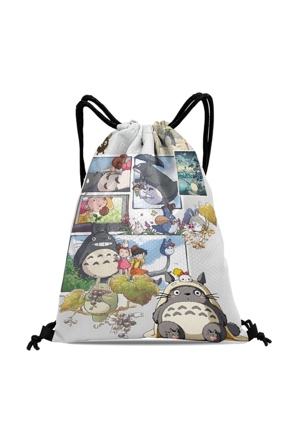 Studio of Ghibli Drawstring Swimming Bag:Waterproof, suitable for fitness, yoga, hiking, travel, beach, and shopping, with dimensions of 15.7*17.7 inches (40cm45cm.