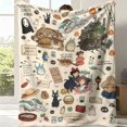 Studio Ghibli Full Movie Character Collage Throw Blanket, Cream Off ...