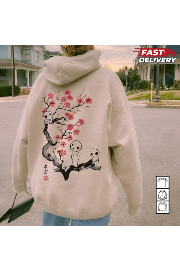 Studio Ghibli Hoodie, Spirited Away, Ghibli, Hayao Miyazaki, Totoro Shirt, Kiki, Howl's Moving Castle Shirt, Sand Color, Size L