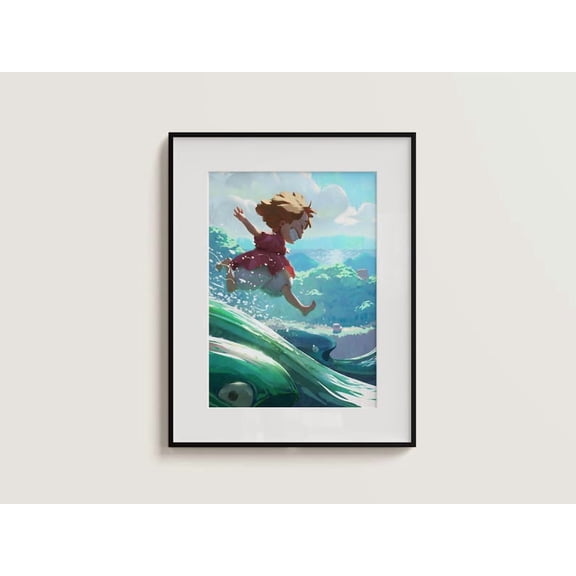 Studio Ghibli Ponyo Theme Fantasy Sea Journey Illustration Soft Light Aesthetic Room Wall Poster Size 24x36 Unframed Poster