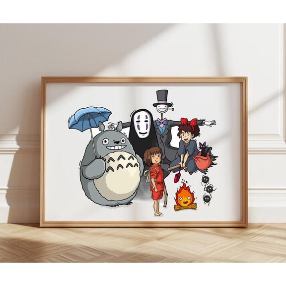Studio Ghibli Print Totoro Art Print Spirited Away Wall Art Howls Moving Castle Kikis Delivery Service Anime Poster Movie Room Decor 8x12 UNFRAMED
