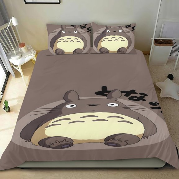 Studio of Ghibli cotton bedding set, three pieces, soft and skin-friendly, distinctive design, fade-resistant print, breathable weave， 68x86 in (173*218 cm).