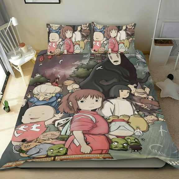 Studio Ghibli-themed Bed Sheet Set Three Piece Set Comfortable And Skin Friendly Unique Design Home Decor Gifts For Family Friends fans36x75Inches90cm*190cm
