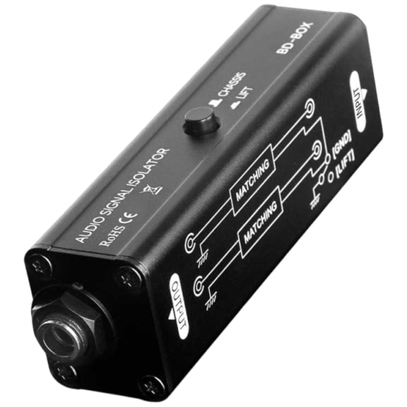 Studio Grade 6.35mm Music Noise Isolator Transform Metal Body Eliminates Hums Interferences In Recording Environment