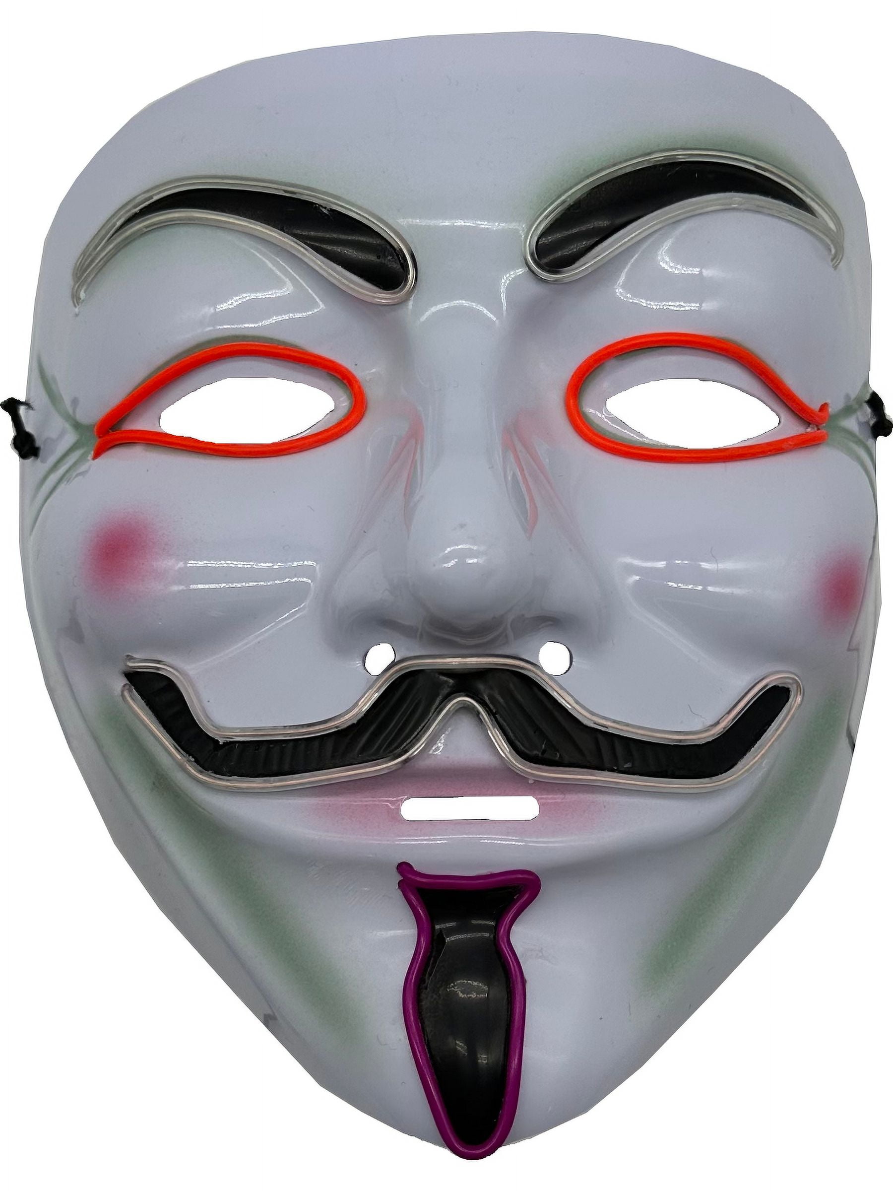 GUY FAWKES  Studio Halloween Guy Fawkes Mask With Aqua Party Wire EL Light Up