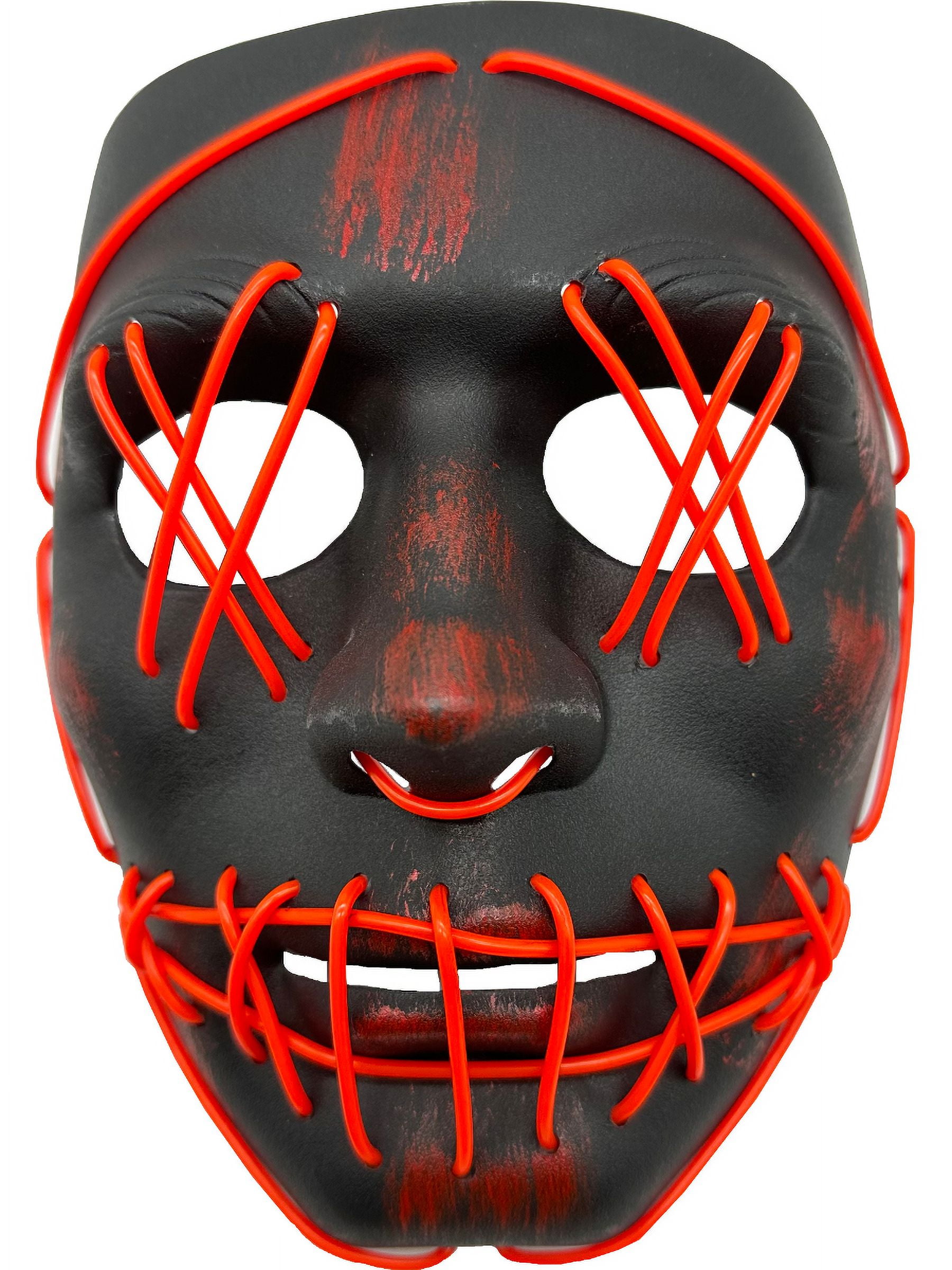 Studio Halloween Heavy Cross Hatch Eyes Mask With Red Party Wire EL Light Up Costume Accessory