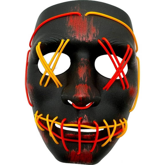 Studio Halloween Heavy Cross Hatch Mask 2-Color Yellow Red Party Wire EL Light Up Accessory