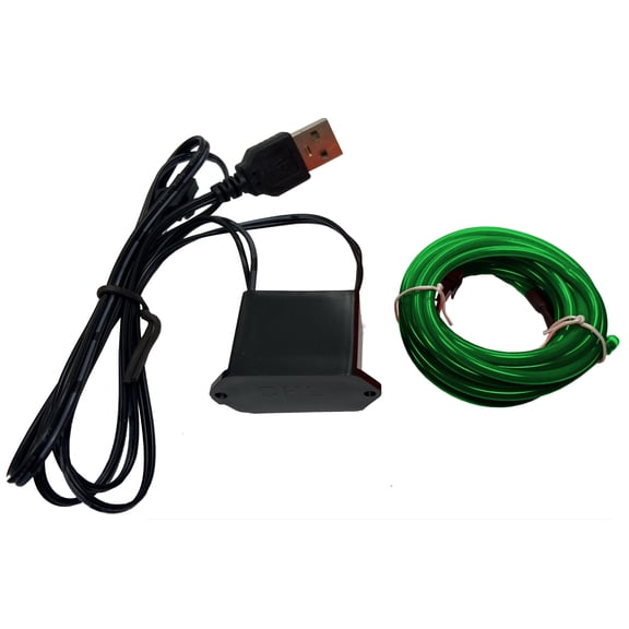 Studio Halloween Party Wire Green 2.3mm EL Wire With DC5V USB Inverter 5 Meter Length