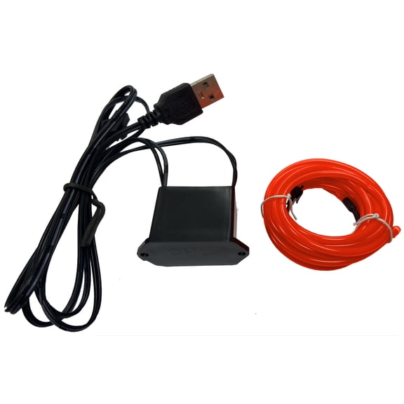 Studio Halloween Party Wire Red 2.3mm EL Wire With DC5V USB Inverter 2 Meter Length