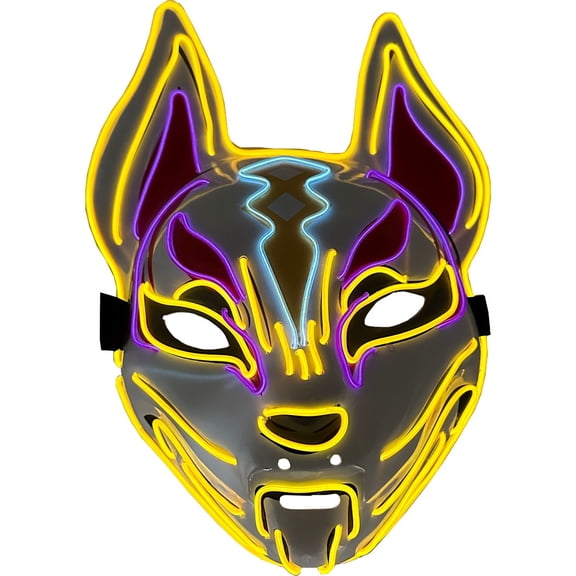 Studio Halloween Psychic Cat Mask 3-Color Aqua Purple Yellow Party Wire EL Light Up Accessory