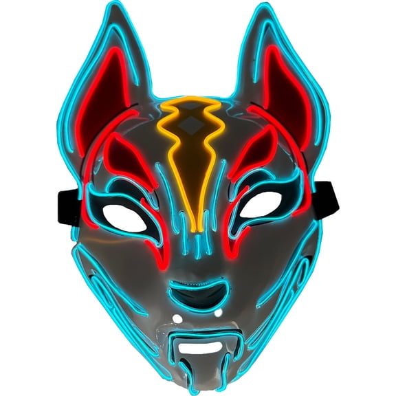 Studio Halloween Psychic Cat Mask 3-Color Aqua Red Yellow Party Wire EL Light Up Accessory