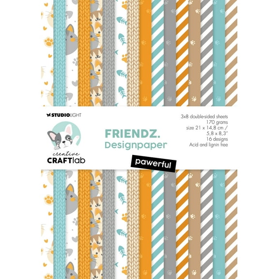 Studio Light Friendz Paper Pad 24/Pkg-Nr. 119, Pawerful