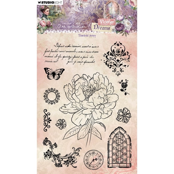 Studio Light Jenine's Mindful Art Clear Stamp-Nr. 610, Timeless Peony