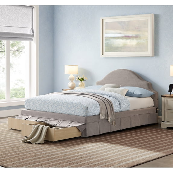Studio Living Christine Upholstered Storage 39.8" Gray Bed Frame, Queen