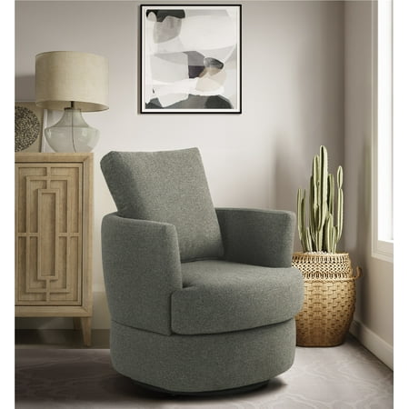 Studio Living Everest Modern Swivel Accent Chair, Grey Fabric