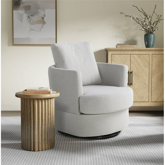 Studio Living Everest Modern Swivel Accent Chair, Ivory Fabric