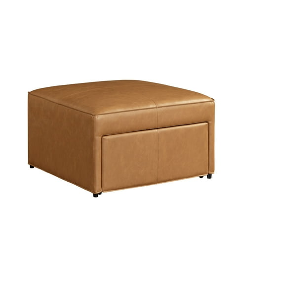 Studio Living Hadley Modern Storage Ottoman, Carmel Faux Leather