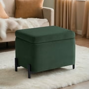 Studio Living Kingston Modern Small Storage Ottoman, Green Velvet Fabric