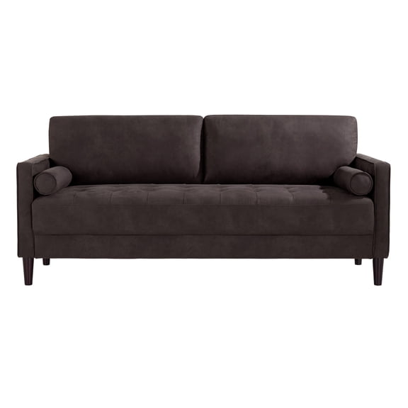 Studio Living Lorelei Mid-Century Modern Sofa, Charcoal Faux Leather