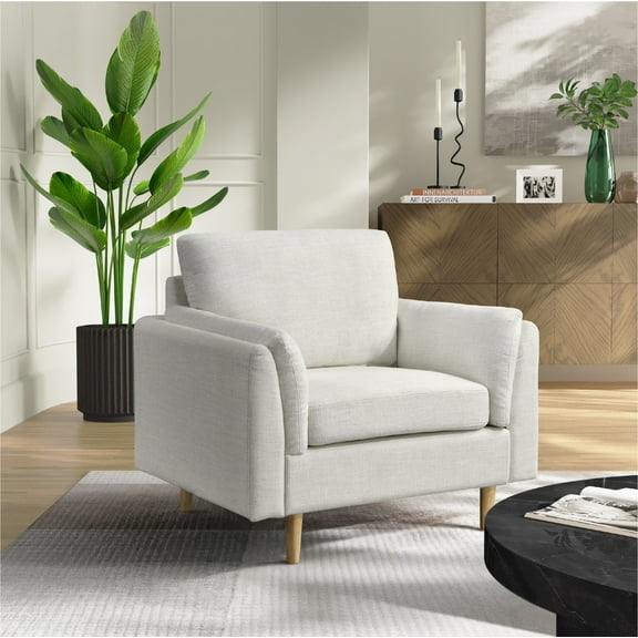 Studio Living Stockholm Modern Accent Chair, Cream Woven Fabric
