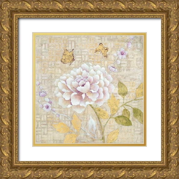 Studio M 12x12 Gold Ornate Wood Framed with Double Matting Museum Art Print Titled - Chinoiserie Garden 2