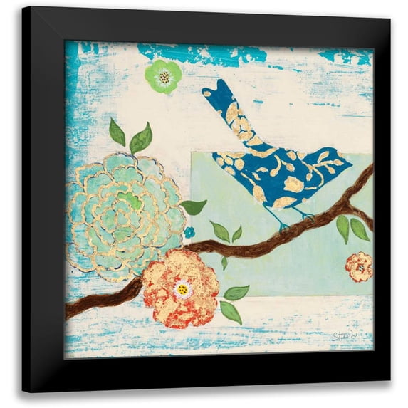 Studio M 20x20 Black Modern Framed Museum Art Print Titled - Heavenly Birds 1