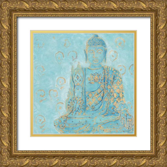 Studio M 26x26 Gold Ornate Wood Framed with Double Matting Museum Art Print Titled - Wisdon Buddha