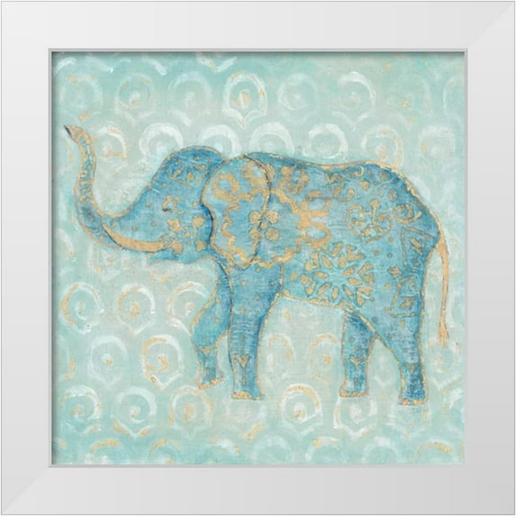 Studio M 26x26 White Modern Wood Framed Museum Art Print Titled - STRENGTH ELEPHANT