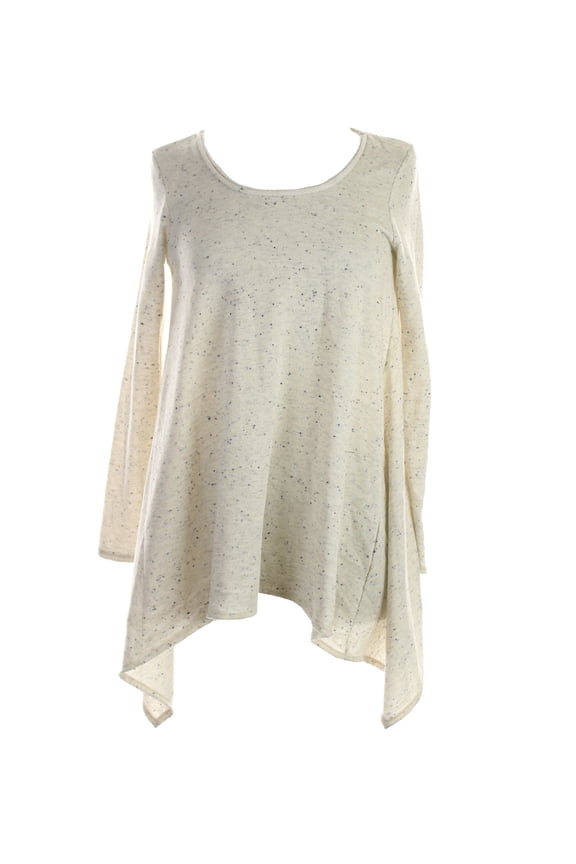 Ecru Long-Sleeve Sharkbite-Hem Sweater M