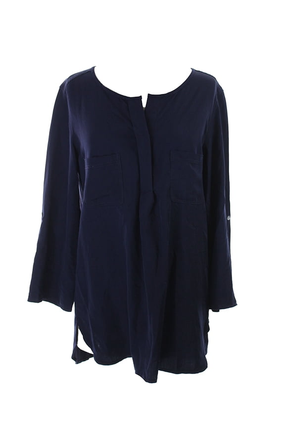 Navy Roll-Tab-Sleeve Tunic XS