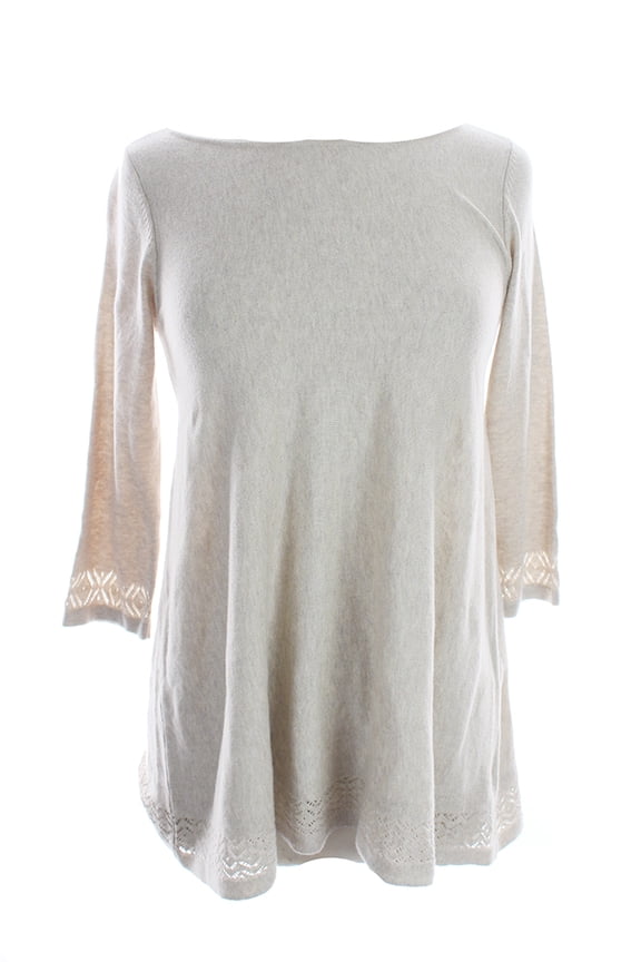 Oatmeal 3/4-Sleeve Pull Over Sweater S