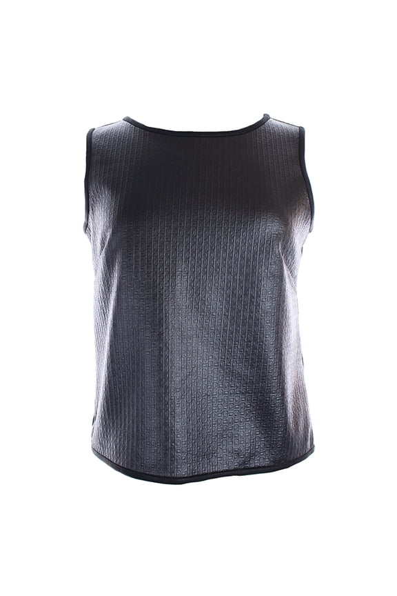 Womens Black Coated Ponte Sleeveless Top XL