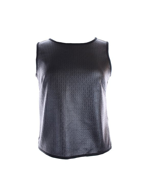 Womens Black Coated Ponte Sleeveless Top XL