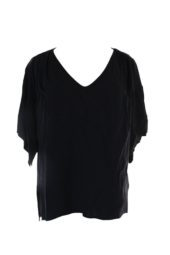 Womens Black Drop Sleeve Satin Crepe Top XS